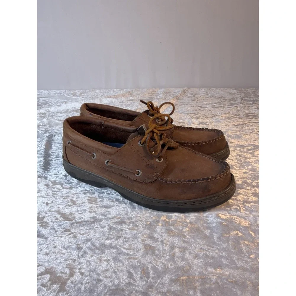 Earth Shoes Brown Leather Boat Shoes Men's Size 9 Lace Up Comfort Casual